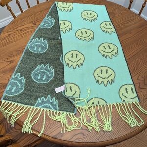 Justice Lime Green  and Black Patterned Scarf Pac Man Inspired.